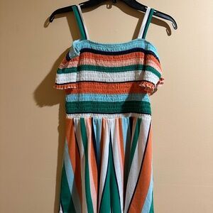 My Michelle Striped Green and Orange Kids Romper
